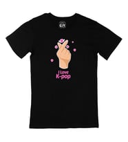 K Pop Finger Heart Siyah Tişört