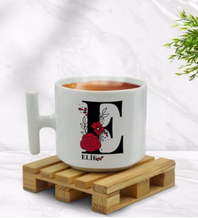 BK Gift Kişiye Özel Harfli T Kulplu Beyaz Middle Kupa Bardak-6