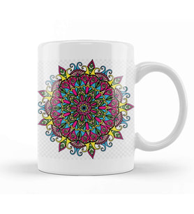 Mandala Renkli Hat Sanatı 01 Kupa Bardak Porselen