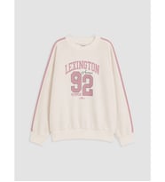LCW Kids Ekru Nyc Baskılı Kız Çocuk Sweatshirt