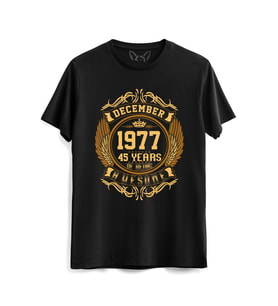 Vintage Gold Awesome Series December 1977 Siyah Tshirt