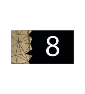 Dekoratif Aynalı Modern Kapı Numarası - Gold 8