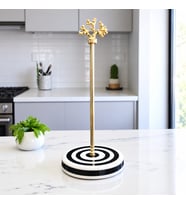Kağıt Havluluk Rulo Peçetelik Mutfak Aksesuarı Seramik Siyah Klasik Zebra Gold Mercan - Feray Home