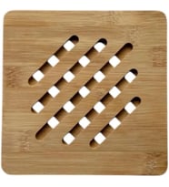Bambu Nihale, Yuvarlak ve Kare Çizgili, Tencere Tava Çaydanlık İçin, 17 cm, Doğal Ahşap, Nemli Bezle Silinebilir