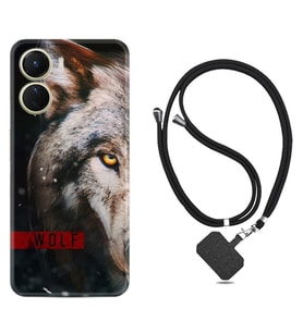 Vivo Y16 Kılıf Silikon Boyun Askılı İpli Desenli Silikon Wolf Eyes 1758