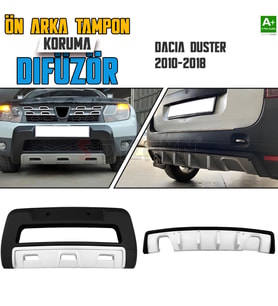 S-Dizayn Dacia Duster Ön ve Arka Tampon Koruma Difüzör Seti 2010-2018 A+ Kalite (Karışık)