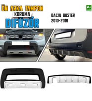 S-Dizayn Dacia Duster Ön ve Arka Tampon Koruma Difüzör Seti 2010-2018 A+ Kalite (Karışık)