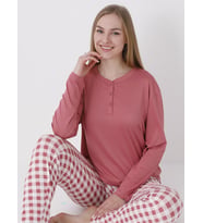Dofi Kadın Patlı S-XL Pijama Takımı - Turuncu