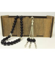 Onix (Oniks) Taşı Tesbih Faset Kesim 8mm Ahşap Kutulu