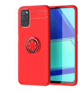 Oppo Reno A52 Kılıf Yüzüklü Magnetli Ravel Case (Kırmızı)