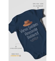 Varsa şekliniz amcamla bekleriz Kısa Kollu Bebek Body %100 Pamuk