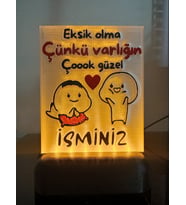 Kişiye Özel İsimli Hediyelik Kablolu Led Lamba - M7 - Varlığın Çoook Güzel (Amber)
