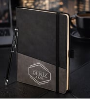 BK Gift Kişiye Özel Siyah Termo Deri Defter ve Touchpen Kalem Seti -4,  Kurumsal ve Özel Hediye, Yeni İş Hediyesi