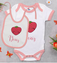 BK Kids Kişiye Özel İsimli Pembe Bebek Body Zıbın ve Mama Önlüğü Hediye Seti-32