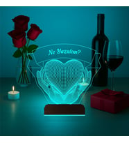 Luvivia Kalp Sevgiliye Hediye Kişiye Özel 3D Lamba - Masa Gece Lambası