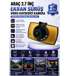 Full HD Dash Cam Gece Görüşlü G Sensörlü Araç Kamerası