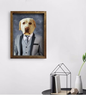 Evcil Dostlara Özel Portre Doğal Masif Ahşap Çerçeveli Tablo 45x65cm-21