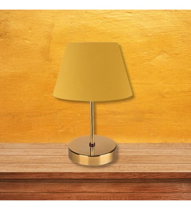 Kuzey Gold Gövdeli Abajur Sarı Kumaş Yatak Odası Salon