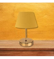 Kuzey Gold Gövdeli Abajur Sarı Kumaş Yatak Odası Salon