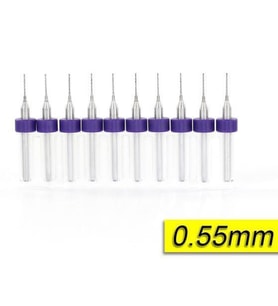 PCB Mikro Karbür CNC Matkap Ucu 10lu Set 0,55mm Tungsten 18 Shank