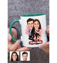 Sevgiliye İlginç Hediye Davete Hazırız Karikatürlü Yeşil Kupa Bardak