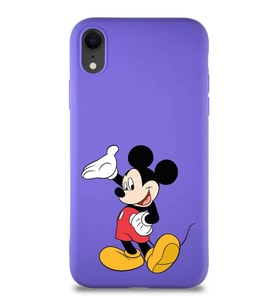 Apple iPhone XR Soft Premier Kapak Mickey Mouse-C Tasarımlı Silikon Kılıf - Mor (Şeffaf)