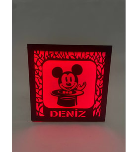 Sihirli Mickey Mouse Kişiye Özel Gece Lambası Kırmızı