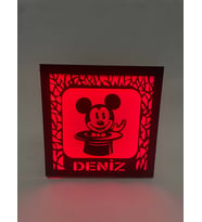Sihirli Mickey Mouse Kişiye Özel Gece Lambası Kırmızı