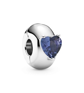 Nur Silver Mavi Kalp Detay Durdurucu Gümüş Charm NUR-BL10008