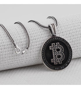 Bitcoin 925 Ayar Gümüş Kolye