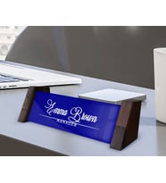 BK Gift Kişiye Özel İsimli Ahşap Ayaklı Mavi Akrilik Masa İsimliği, Ofis Dekoru, Mesleki Hediye, Ofis Hediyeleri-7