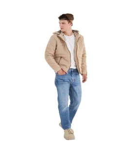 Delpino D0306 Erkek Süet Slim Kesim Kapüşonlu Mont - D0306 - Siyah - ST01240-Siyah-S (Vizon)