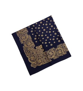 Mısırlı Eşarpları Etnik Desenli Nakışlı Şifon Eşarp (Lacivert)
