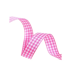 Tafta Ekoseli Kurdele 25 Mm Pembe 10 Metre