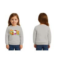 Unisex Hello Kity Baskılı Çocuk Swaetshirt 3 İplik Şardonlu (Gri)