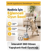 #KediOyuncağı İnteraktif 360 Dönen Yapışkanlı Kedi Oyuncağı Peluş Balıklı Yaylı Olta Eğitici Hareket