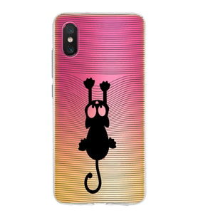 Xiaomi Mi 8 Pro Uyumlu Kapak Çizgi Kedi Tasarımlı Şeffaf Silikon Kılıf