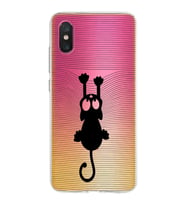 Xiaomi Mi 8 Pro Uyumlu Kapak Çizgi Kedi Tasarımlı Şeffaf Silikon Kılıf