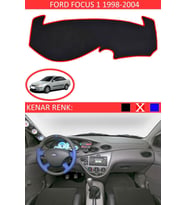Ford Focus 1 1998-2004 Için Uygun Torpido Koruma Halısı Siyah Kenar Renk Kırmızı