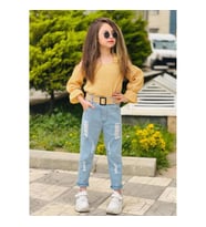 MODAVALS YIRTIK KOTLU ASKILI BÜRÜMCÜK KUMAŞLI KIZ ÇOCUK KOMBİN