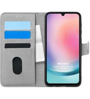 Samsung Galaxy A24 için Kılıf Fabric Book Wallet Gri [Galaxy A24 ile Uyumlu Kılıf - Gri]