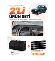 LAND ROVER DİSCOVERY 1 (1989-2000) Uyumlu Torpido Örtüsü + Deri Bagaj Çantası + Sticker Seti - Siyah