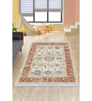 Pembe Çerçeveli Dokuma Pamuk Taban Kaymaz Kilim KLM194