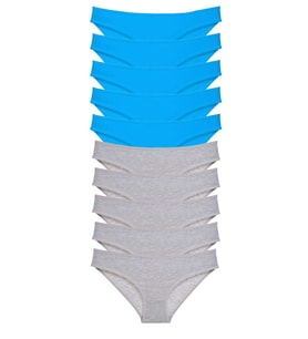 Mulvxbrf Brf02 10 Adet Süper Eko Set Likralı Kadın Slip Gri Mavi (Mulvix)