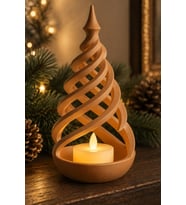 Minimalist Spiral Noel Ağacı Şeklinde LED Mum Tutucu