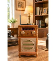 Feexot FX-2502B Retro Nostaljik Radyo - Bluetooth Hoparlör, USB, TF Kart, AUX Girişli Şarjlı Radyo