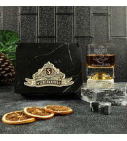 Çapa Figürlü Kişiye Özel Taşlı Viski Kadehi Seti