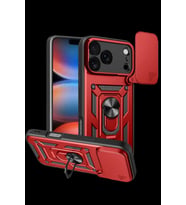 iPhone 17 Pro Max Pars Lens Yüzüklü Silikon - Kırmızı