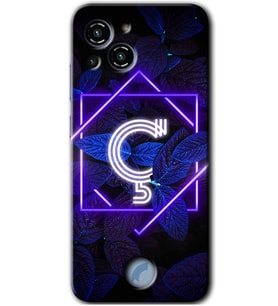 Reeder S23 Pro Max Kılıf HD Desen Baskılı Arka Kapak - Dark Neon Yaprak Ç Harfi