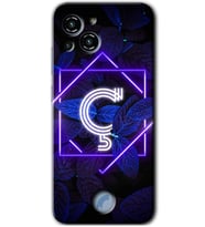 Reeder S23 Pro Max Kılıf HD Desen Baskılı Arka Kapak - Dark Neon Yaprak Ç Harfi